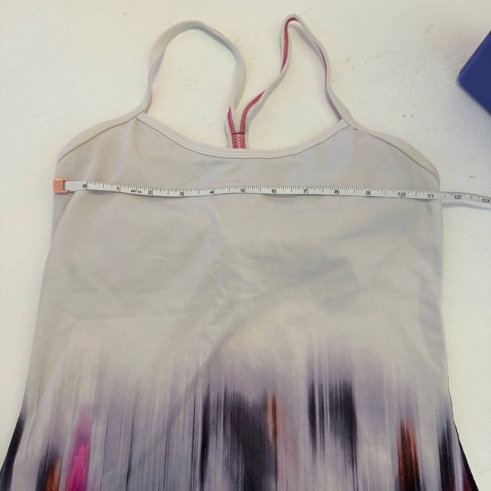 Lululemon Power Y Tank Top Abstract Brushstroke Purple Pink White Size 4 - Picture 3 of 7